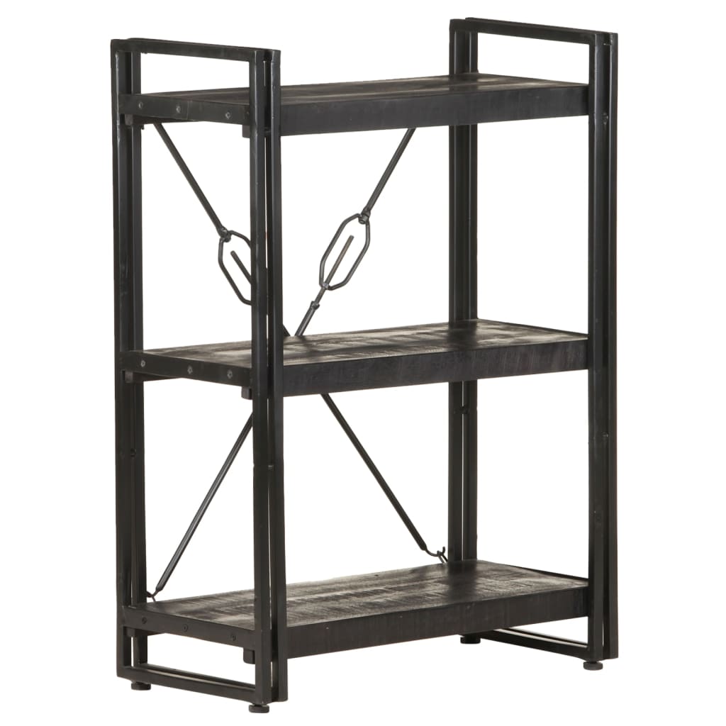 vidaXL 3-Tier Bookcase Black 60x30x80 cm Solid Mango Wood