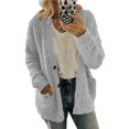 thumbnail image 1 of Innerwin Jacket Cardigan Ladies Outwear Party Long Sleeve Fluffy Coat Light Grey XL, 1 of 6