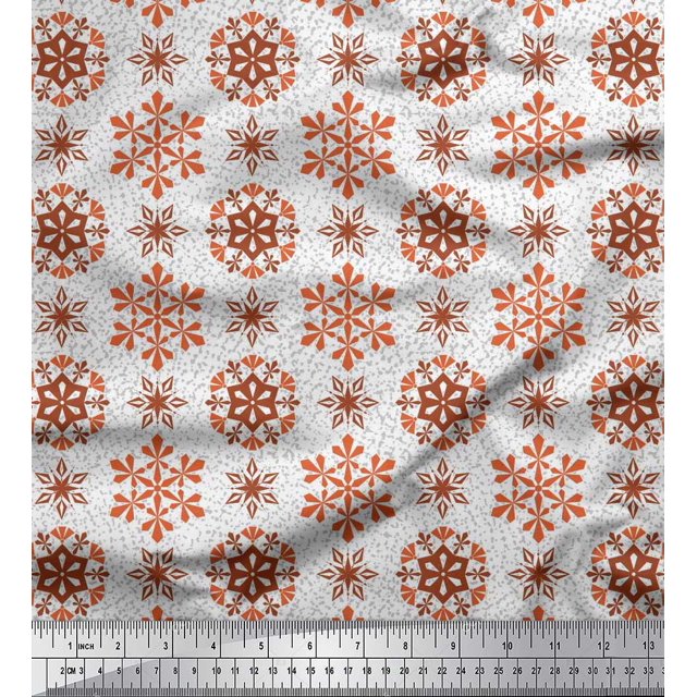 Soimoi Poly Georgette Fabric Snow Flakes Floral Fabric Prints By Yard 52 Inch Wide