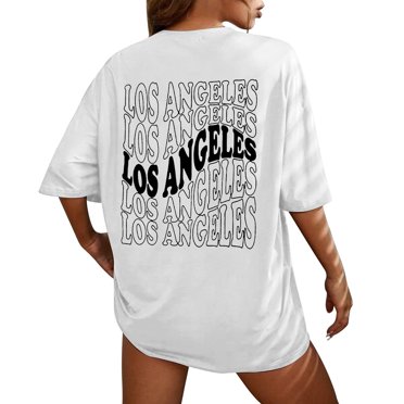 TSADFHJI Chandail pour Femmes Long T-Shirt à Épaules Tombantes à Imprimé de Lettres Fantaisie pour Femmes T-Shirt Graphique Décontracté Haut m Blanc