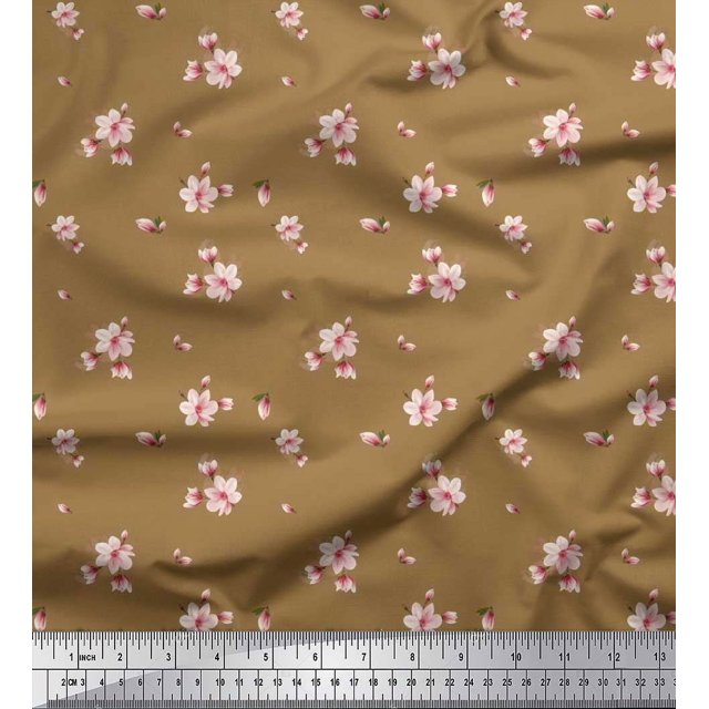 Soimoi Tissu de Rayonne Feuilles & Magnolia Imprimé Floral par Yard 42 Pouces de Large