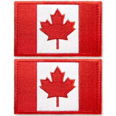 Anley Tactical Canada Flag Embroidered Patches (2 Pack) - 2"x 3" Canadian Flag Military Uniform Sew On Emblem Patch - Loop & Hook Fasteners Attach to Tactical Hats, Garment & Gears