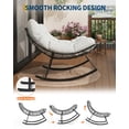 thumbnail image 3 of GOGRANT Outdoor Papasan Rocking Chair, Oversized Patio Rocker with Thick Cushion & Sturdy Metal Frame, Wicker Egg Chair for Balcony Backyard Porch Garden, 350LBS Capacity, White, 3 of 12