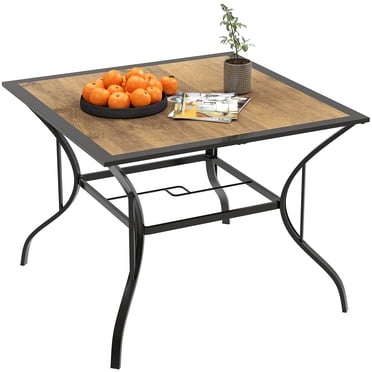 Outsunny Table à Manger d'Extérieur avec Dessus en Panneau PC, Table de Patio Carrée pour 4