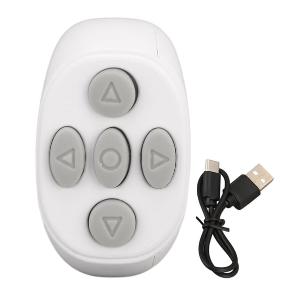 Selfie Button Clicker, Free Your Hands 10m Remote Control Multi Function Ring Design For Continuous Pictures White