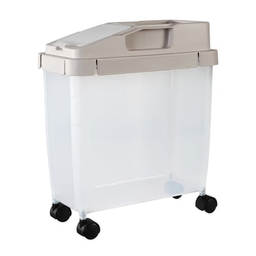 EGNMCR Storage Containers Large Airtight 20Lb Rice Container, Food Storage Cereal Container, Pet Dog Food Container With Wheels + Measuring Cup, Flour Grain Container For Household Storage Jar