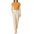 thumbnail image 2 of INSPIRE CHIC Women's Summer Dots Print Ruffle Stand Collar Button Down Blouse Shirts S Dark Yellow, 2 of 7