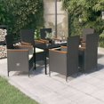 thumbnail image 1 of vidaXL 7 Piece Garden Dining Set with Cushions Black, 1 of 5