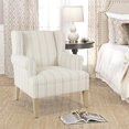 thumbnail image 2 of HomePop Emerson Wood & Fabric Stripe Pattern Wingback Accent Chair in White/Blue, 2 of 10