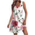 thumbnail image 2 of Ovzne Robes d'Été pour Femmes Robe Femme Mode d'Été pour Femmes Poche Imprimé Sans Manches Robe à Col en V Grande Taille Robe Maxi Imprimée Liquidation, 2 of 5