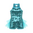 thumbnail image 3 of Linjinx Robe Tutu de Danse Ballet à Sequins Brillants pour Filles, Costume de Performance Jazz Latin Moderne Bleu Clair 6, 3 of 7
