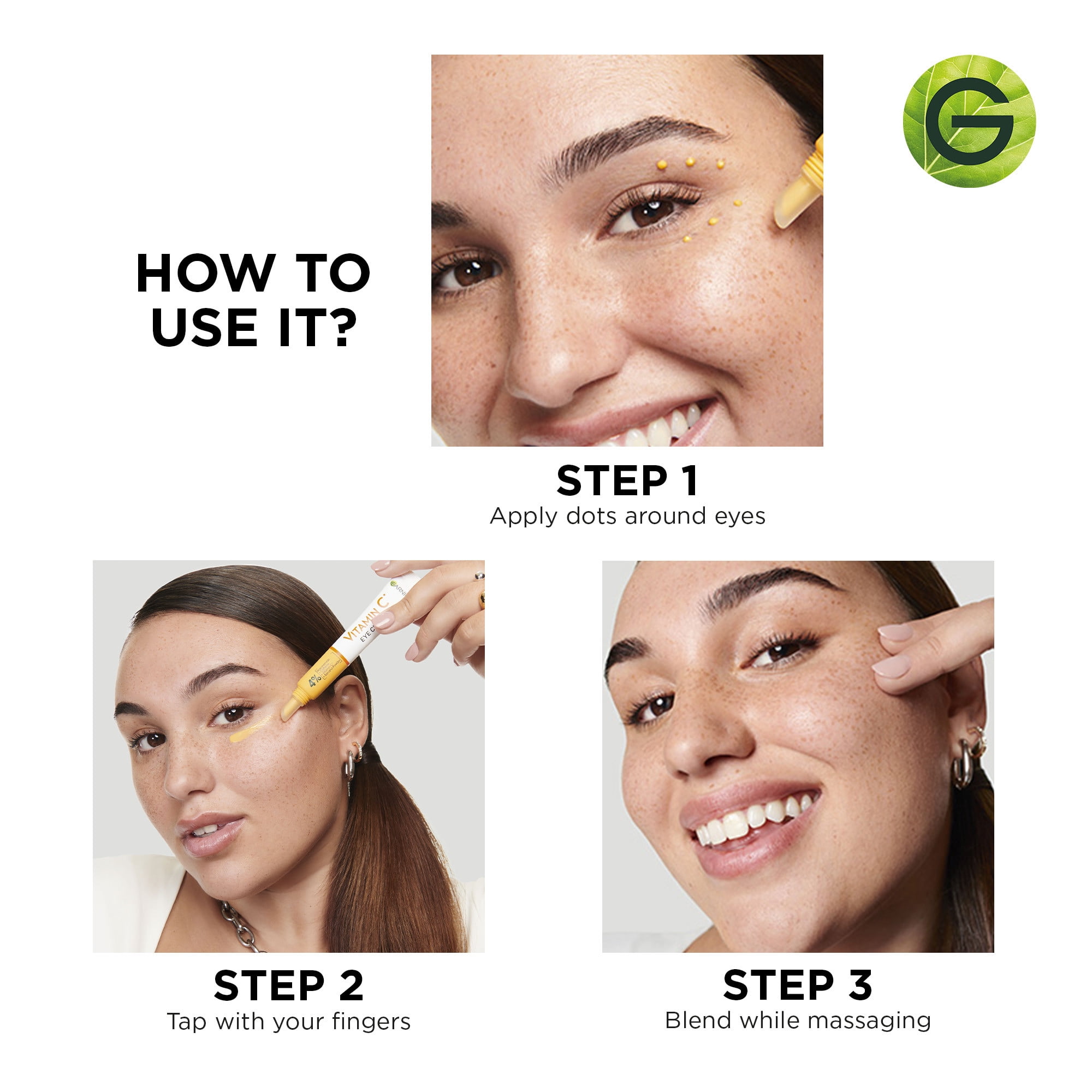 Garnier SkinActive Crème pour les yeux éclaircissante à la vitamine C, 15 ml