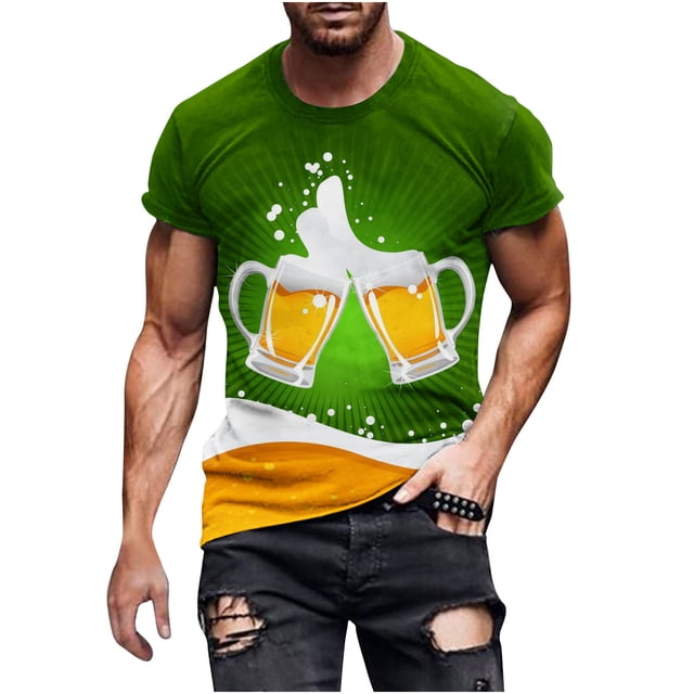Chemises à Manches Courtes pour Hommes, Nouveau T-Shirt Mode pour Hommes, Imprimé Bière 3D, Manches Courtes, Col Rond, T-Shirt Décontracté, Haut de Sport, Blouses, Chemises pour Hommes, Manches Courtes