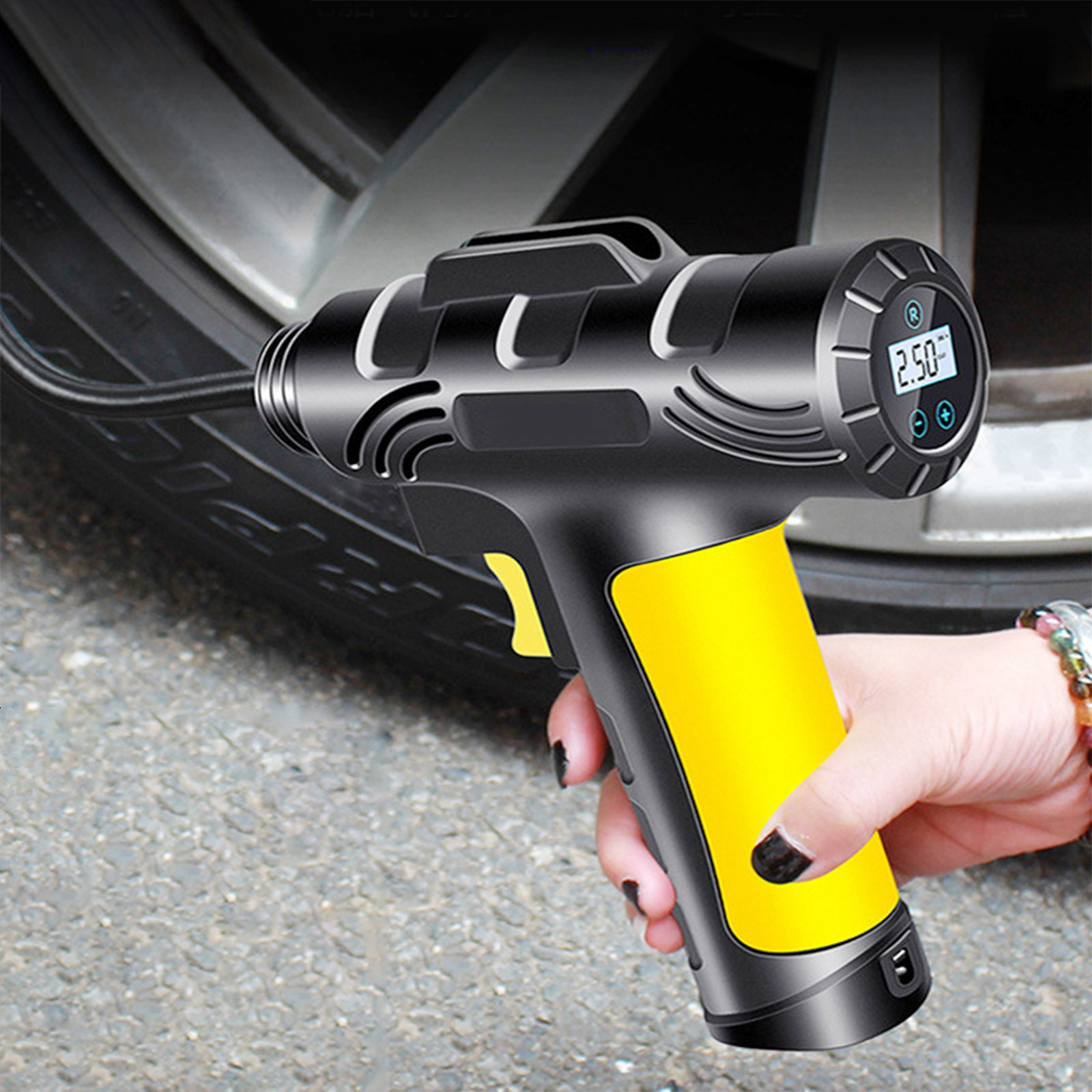 TIMIFIS Compressor Tire Inflator Portable Inflator Pump For Car Tires 12V Auto Tire Pump With Digital Pressure Gauge, With Emergency LED Light For Car, Bicycle -