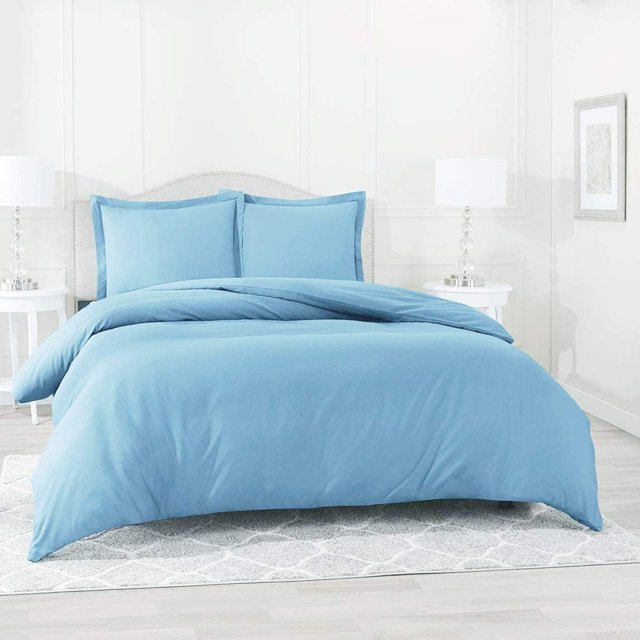 800 Thread Count 100% Egyptian Cotton 3 Piece Duvet Set with Zipper Closure & Corner 3 Pc Duvet Set Solid Pattern