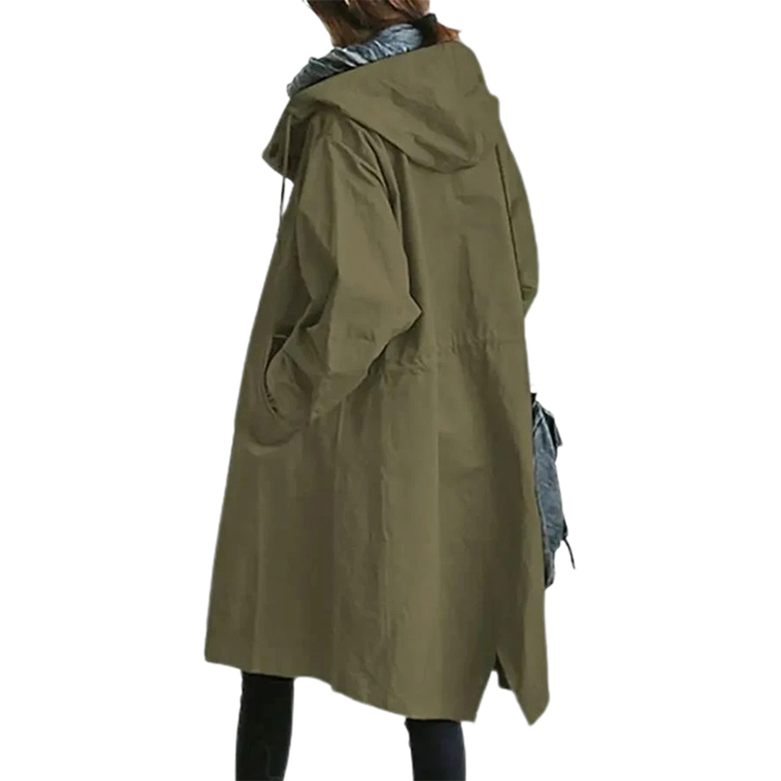 CAROOTU Women Windbreaker Jacket Casual Loose Button Pockets Hooded Windproof