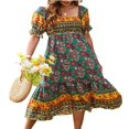 thumbnail image 1 of MesaSe Robe d'Été Bohème pour Femmes Imprimé Floral Col Carré à Volants Robe Longue Maxi de Plage Style E s, 1 of 5