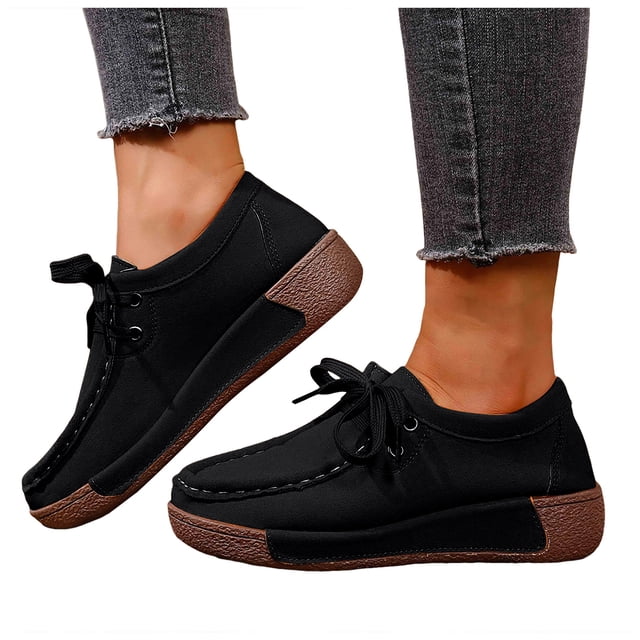Mocassins à Plateforme Compensée Style Penny Espadrilles Mode pour Femmes 2025 Automne en Suède Largeur Grand Chaussures de Marche Décontractées