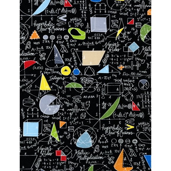 Timeless Treasures Math Fabric Symbols on Chalkboard Back to School by The Yard