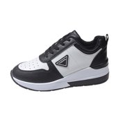 AUDeals Women's High Top Sneakers, Leather Mesh Shoes with Lace Up Comfort and Seamless Style for Casual Athletic Wear