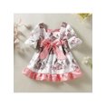 thumbnail image 3 of Xingqing Robe de Pâques pour Tout-Petites Filles Bébé, Imprimé Lapin et Fleurs, Manches Courtes, Robe à Volants, Vêtements de Fête, 3 of 7