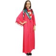 thumbnail image 2 of Bimba Robe Maxi Décontractée pour Femme à Manches Évasées avec Pompons, Pêche Foncée, Coupe Ample, avec Foulard - 26, 2 of 6