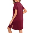 thumbnail image 4 of Besolor Robe de Pyjama à Manches Courtes pour Femmes, Fermeture Éclair, Col Ras du Cou, Été, Longueur Genou, Peignoirs, Chemise de Nuit avec Poches, 4 of 7