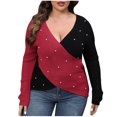 thumbnail image 1 of Cameland Oversized Sweaters for Women Plus Size Fashion Long Sleeve Loose Color Block Blouse Pullover Sweaters Jumper, 1 of 5