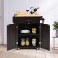 thumbnail image 4 of Gymax Rolling Kitchen Island Utility Kitchen Cart Storage Cabinet w/ Spice Rack Brown, 4 of 10
