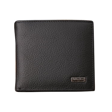 MasteelfCA Men Leather Wallet Short Coin Purse Credit Holder Portable Solid Color Cards Pack Pocket (Black)