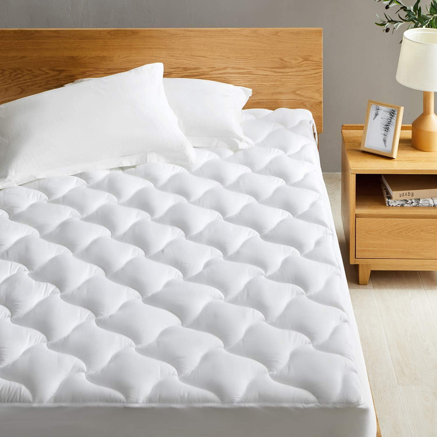 Western Home Cotton Queen Size Mattress Pad Cover, Thick Mattress Topper Pillow top with Soft Fluffy Down Alternative Fill, Breathable Quilted Fitted Bed Cover with Deep Pocket(Up to 18 inches)