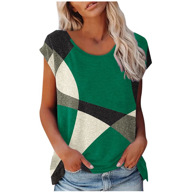 Blouses à Manches Courtes pour Femmes Mode Femmes Mode Manches Courtes Col Rond T-Shirt Imprimé Blouse Hauts Amples T-Shirts d'Été pour Femmes Hauts à Manches Courtes Femmes Blouse à Manches Courtes