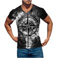 thumbnail image 1 of Birdeem Chandail Décontracté pour Hommes Col en V Imprimé Manches Courtes T-Shirt Blouse, 1 of 4