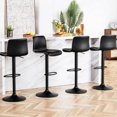thumbnail image 1 of Bar Stools Set of 4, Height Adjustable Swivel Barstools, Bar Chairs with Backs & Metal Footrest for Home Kitchen, Barstools for Kitchen Dining Reception, PU Leather, Black, 1 of 6