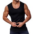 thumbnail image 4 of Men's Summer Athletic Sleeveless Crew Neck Tight Fit Muscle Workout Vest Top, 4 of 5