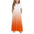 thumbnail image 2 of Rbaofujie Robe Longue Maxi Décontractée Ample à Manches Courtes à Imprimé Floral pour Fille avec Poches 4-12 Ans, 2 of 9
