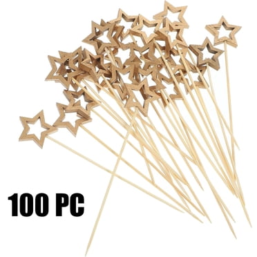 Aqestyerly Wooden Star Cocktail Toothpicks Skewers Appetizer Garnish Picks Party Drink Supplies Disposable Decorative Sticks HWRETIE