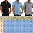 thumbnail image 2 of Chemises d'Été en Lin pour Hommes à Manches Courtes, Unies, Décontractées, Amples, Robe, Hauts Doux, T-Shirt, 2 of 5