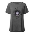 thumbnail image 4 of T-shirt Décontracté pour Femmes à Imprimé, Col Rond, Coupe Ample, Manches Courtes, Haut Blouse Chandail, 4 of 5