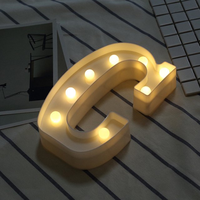 Vaidha Alphabet LED Letter Lights Light Up White Plastic Letters Standing Hanging C