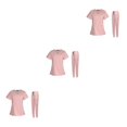 thumbnail image 4 of maskred Ensemble de Sarrau pour Femmes Infirmière Col en V Lavable à la Machine Manches Courtes Tenue Confortable Rose P Ensemble de 3, 4 of 6