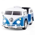 thumbnail image 1 of Costway Licensed Volkswagen Ride-on Bus with Cup Holder, LED Headlights, Music & Horn Blue, 1 of 10