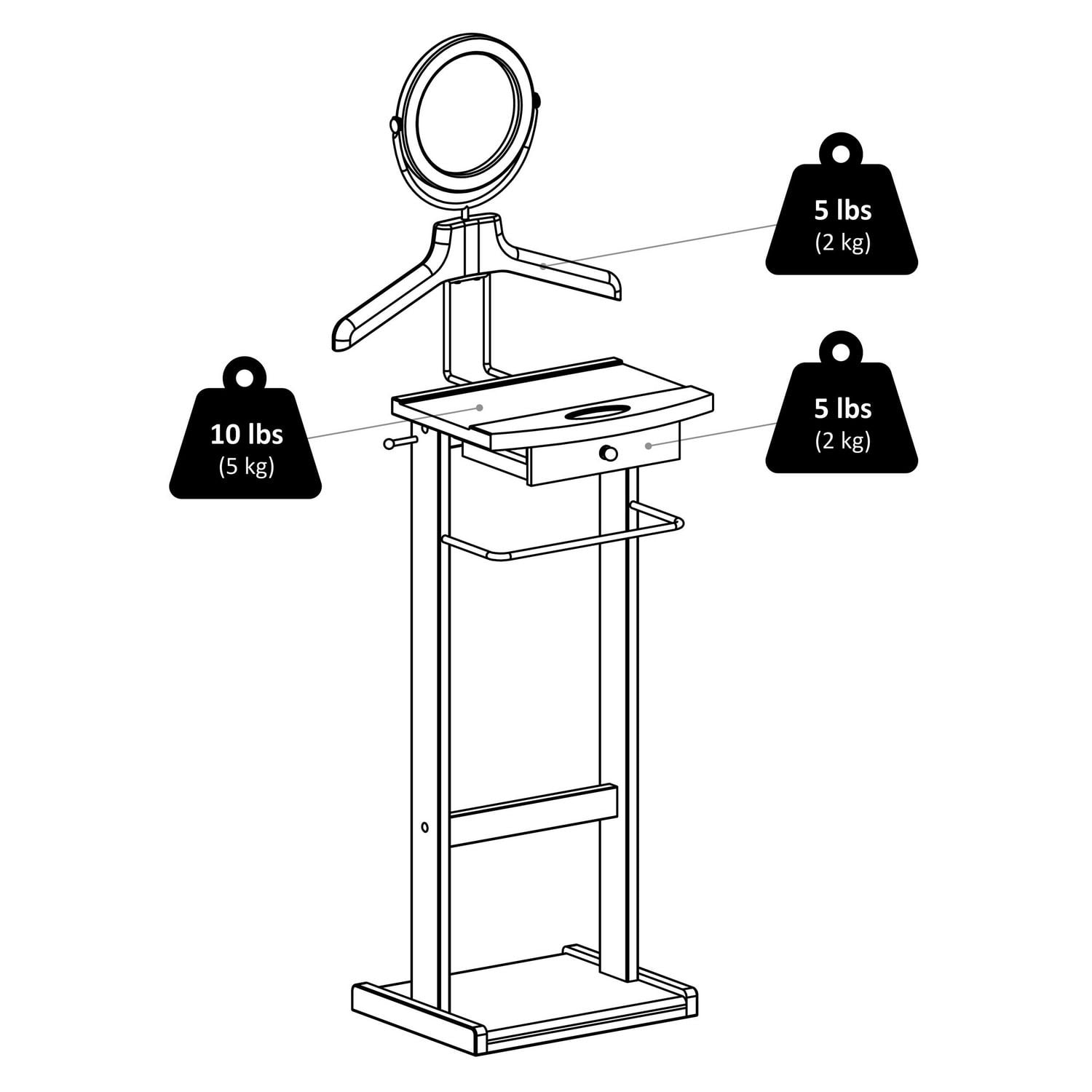 Winsome Alfred Stand valet en finition espresso, 92155