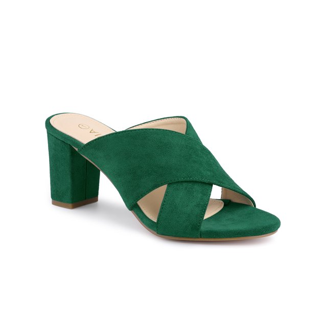 SANDALES à TALON Bloqué à Brides Croisées pour FEMMES BLISSFUL STEP SANDALES Mules Glissantes Vert 9.5