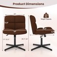 thumbnail image 3 of Costway Armless Office Desk Chair Modern Swivel Vanity Chair with Adjustable Height Brown, 3 of 10