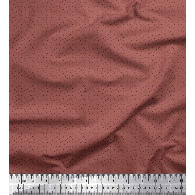 Soimoi Brown Modal Satin Fabric Circle & Cross Geometric Decor Fabric Printed Yard 42 Inch Wide