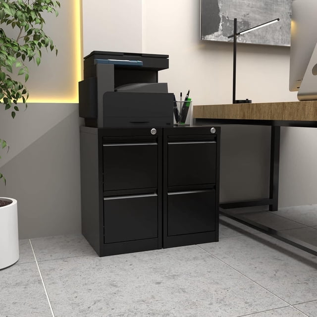 Eastvita 2-Drawer Black Metal File Cabinet with Lock