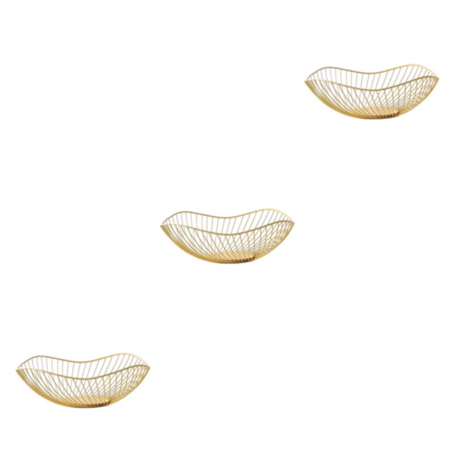serony Panier à Fruits en Métal à Grand Application Style Moderne Multifonction Robuste et Durable Exquis Or Oblique Petit 3Ensemble