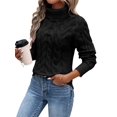 thumbnail image 2 of Women Turtle-Neck Sweaters Cable Knit Long Sleeve Pullover Jumper Tops Fall Winter Casual Solid Sweater, 2 of 6