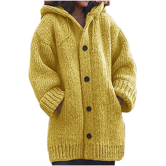 Pompotops Cardigan à Capuche Épais pour Femmes, Manteau Uni, Liquidation